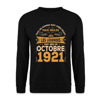 Les Légendes Sont Nées En Octobre 1921 - Sweat-shirt Unisexe - noir - Devant - Alina (178cm) & Michal (187cm)