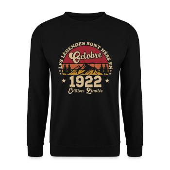 Les Légendes Sont Nées En Octobre 1922 - Sweat-shirt Unisexe - noir - Devant - Alina (178cm) & Michal (187cm)