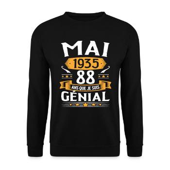 Mai 1935 88 Ans Que Je Suis Génial Anniversaire - Sweat-shirt Unisexe - noir - Devant - Alina (178cm) & Michal (187cm)