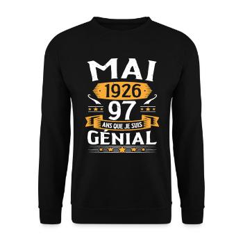 Mai 1926 97 Ans Que Je Suis Génial Anniversaire - Sweat-shirt Unisexe - noir - Devant - Alina (178cm) & Michal (187cm)