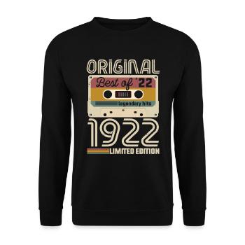 Vintage Geburtstag Original Geschenkidee 1922 - Unisex Pullover - Schwarz - Vorne - Alina (178cm) & Michal (187cm)