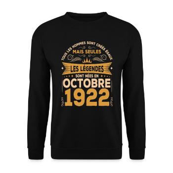 Les Légendes Sont Nées En Octobre 1922 - Sweat-shirt Unisexe - noir - Devant - Alina (178cm) & Michal (187cm)