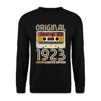 Vintage Geburtstag Original Geschenkidee 1923 - Unisex Pullover - Schwarz - Vorne - Alina (178cm) & Michal (187cm)