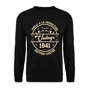 Vintage 1941 Idée Cadeau D Anniversaire Rétro 1941 - Sweat-shirt Unisexe - noir - Devant - Alina (178cm) & Michal (187cm)