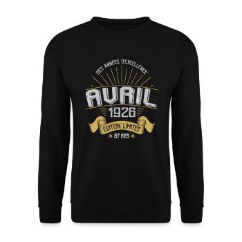 Avril 1926 97 Ans Anniversaire Vintage Idée Cadeau - Sweat-shirt Unisexe - noir - Devant - Alina (178cm) & Michal (187cm)