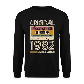 Vintage Geburtstag Original Geschenkidee 1982 - Unisex Pullover - Schwarz - Vorne - Alina (178cm) & Michal (187cm)