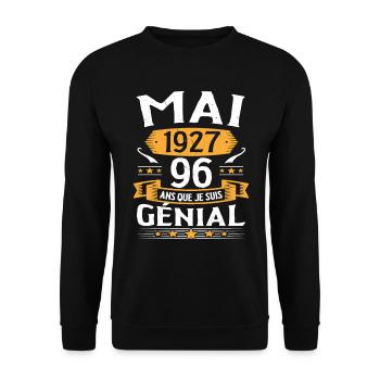 Mai 1927 96 Ans Que Je Suis Génial Anniversaire - Sweat-shirt Unisexe - noir - Devant - Alina (178cm) & Michal (187cm)
