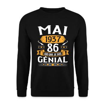 Mai 1937 86 Ans Que Je Suis Génial Anniversaire - Sweat-shirt Unisexe - noir - Devant - Alina (178cm) & Michal (187cm)