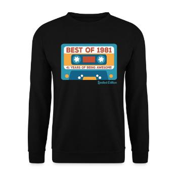 Born in 1981, legend since 1981 - Unisex Sweatshirt - black - Front - Alina (178cm) & Michal (187cm)
