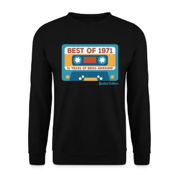 Jahrgang 1971 - Unisex Pullover - Schwarz - Vorne - Alina (178cm) & Michal (187cm)
