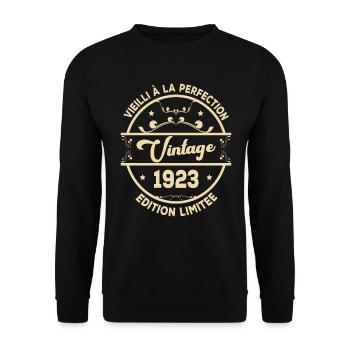 Vintage 1923 Idée Cadeau D Anniversaire Rétro 1923 - Sweat-shirt Unisexe - noir - Devant - Alina (178cm) & Michal (187cm)