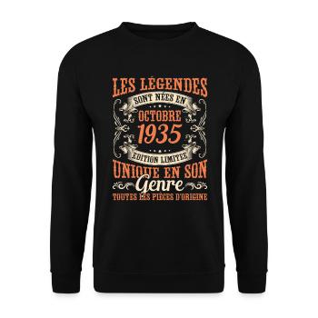 Les Légendes Sont Nées En Octobre 1935 Cadeau - Sweat-shirt Unisexe - noir - Devant - Alina (178cm) & Michal (187cm)