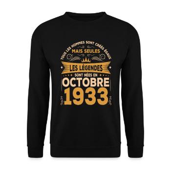 Les Légendes Sont Nées En Octobre 1933 - Sweat-shirt Unisexe - noir - Devant - Alina (178cm) & Michal (187cm)