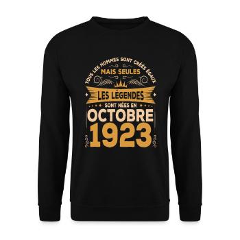 Les Légendes Sont Nées En Octobre 1923 - Sweat-shirt Unisexe - noir - Devant - Alina (178cm) & Michal (187cm)
