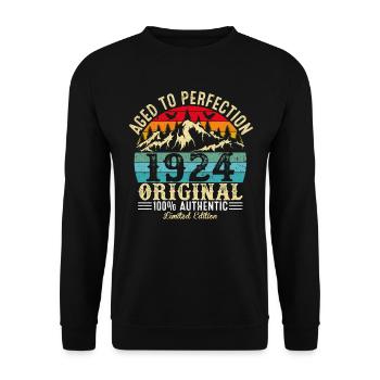 Perfekt gealtert 1924 Original - Unisex Pullover - Schwarz - Vorne - Alina (178cm) & Michal (187cm)