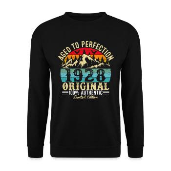 Perfekt gealtert 1928 Original - Unisex Pullover - Schwarz - Vorne - Alina (178cm) & Michal (187cm)