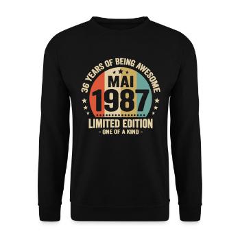 May 1987 36 years anniversary vintage gift idea - Unisex Sweatshirt - black - Front - Alina (178cm) & Michal (187cm)