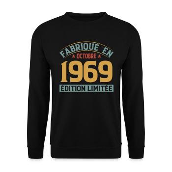 Fabriqué En Octobre 1969 Édition Limitée - Sweat-shirt Unisexe - noir - Devant - Alina (178cm) & Michal (187cm)