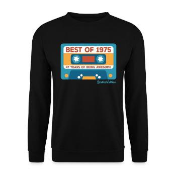 1975 Vintage Vintage Retro Geburtstagsgeschenk - Unisex Pullover - Schwarz - Vorne - Alina (178cm) & Michal (187cm)