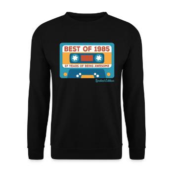 1985 Vintage Vintage Retro Geburtstagsgeschenk - Unisex Pullover - Schwarz - Vorne - Alina (178cm) & Michal (187cm)