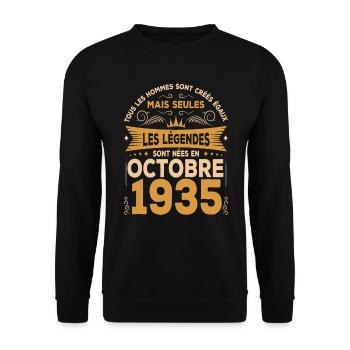 Les Légendes Sont Nées En Octobre 1935 - Sweat-shirt Unisexe - noir - Devant - Alina (178cm) & Michal (187cm)