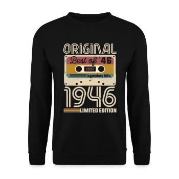 Vintage Geburtstag Original Geschenkidee 1946 - Unisex Pullover - Schwarz - Vorne - Alina (178cm) & Michal (187cm)
