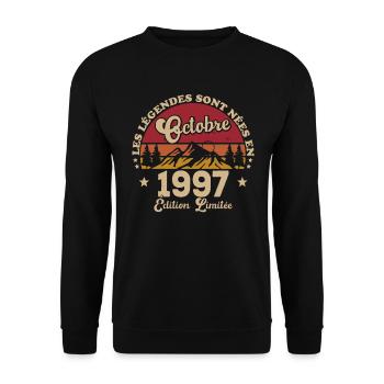 Les Légendes Sont Nées En Octobre 1997 - Sweat-shirt Unisexe - noir - Devant - Alina (178cm) & Michal (187cm)