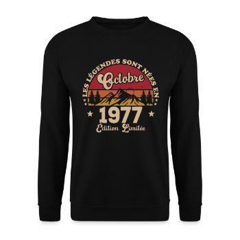 Les Légendes Sont Nées En Octobre 1977 - Sweat-shirt Unisexe - noir - Devant - Alina (178cm) & Michal (187cm)