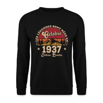 Les Légendes Sont Nées En Octobre 1937 - Sweat-shirt Unisexe - noir - Devant - Alina (178cm) & Michal (187cm)