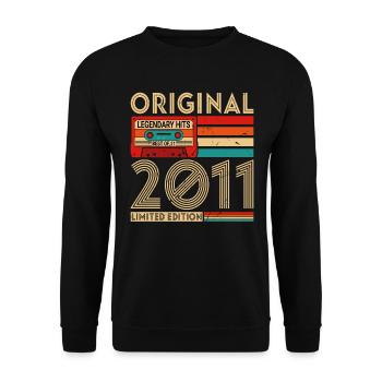 Original Vintage Geburtstag Geschenkidee 2011 - Unisex Pullover - Schwarz - Vorne - Alina (178cm) & Michal (187cm)