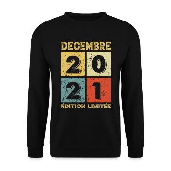 Vintage Geburtstagsgeschenkidee Dezember 2021 - Unisex Pullover - Schwarz - Vorne - Alina (178cm) & Michal (187cm)