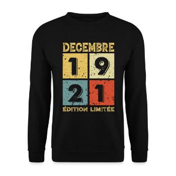 Vintage Geburtstagsgeschenkidee Dezember 1921 - Unisex Pullover - Schwarz - Vorne - Alina (178cm) & Michal (187cm)
