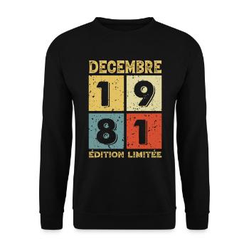 Anniversaire Vintage Idée Cadeau Décembre 1981 - Sweat-shirt Unisexe - noir - Devant - Alina (178cm) & Michal (187cm)