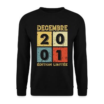 Vintage Geburtstagsgeschenkidee Dezember 2001 - Unisex Pullover - Schwarz - Vorne - Alina (178cm) & Michal (187cm)