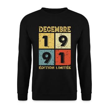 Vintage Birthday Gift Idea December 1991 - Unisex Sweatshirt - black - Front - Alina (178cm) & Michal (187cm)