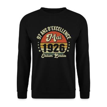 May 1926 97 Years Anniversary Vintage Gift Idea - Unisex Sweatshirt - black - Front - Alina (178cm) & Michal (187cm)