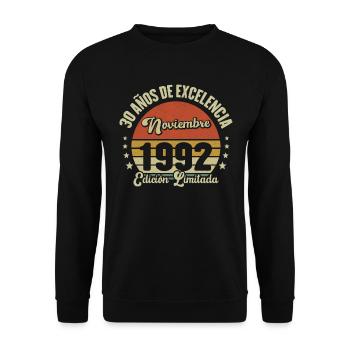 Novembre 1992 30 ans Vintage Cadeau d’anniversaire - Sweat-shirt Unisexe - noir - Devant - Alina (178cm) & Michal (187cm)