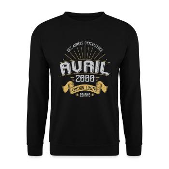 April 2000 23 Years Anniversary Vintage Gift Idea - Unisex Sweatshirt - black - Front - Alina (178cm) & Michal (187cm)