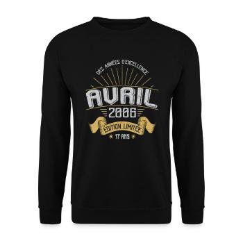 Avril 2006 17 Ans Anniversaire Vintage Idée Cadeau - Sweat-shirt Unisexe - noir - Devant - Alina (178cm) & Michal (187cm)