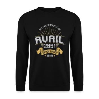 April 2001 22 Years Anniversary Vintage Gift Idea - Unisex Sweatshirt - black - Front - Alina (178cm) & Michal (187cm)