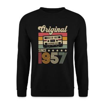 Vintage Geburtstag Original Geschenkidee 1957 - Unisex Pullover - Schwarz - Vorne - Alina (178cm) & Michal (187cm)