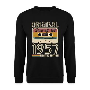 Vintage Geburtstag Original Geschenkidee 1957 - Unisex Pullover - Schwarz - Vorne - Alina (178cm) & Michal (187cm)