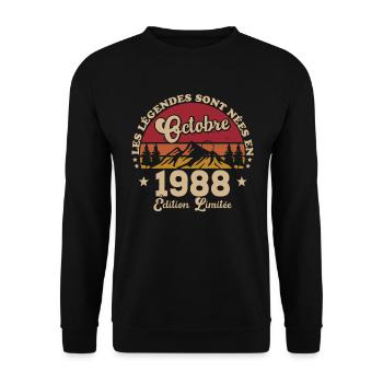 Legends Were Born im Oktober 1988 - Unisex Pullover - Schwarz - Vorne - Alina (178cm) & Michal (187cm)