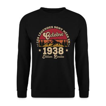 Les Légendes Sont Nées En Octobre 1938 - Sweat-shirt Unisexe - noir - Devant - Alina (178cm) & Michal (187cm)