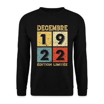 Anniversaire Vintage Idée Cadeau Décembre 1922 - Sweat-shirt Unisexe - noir - Devant - Alina (178cm) & Michal (187cm)