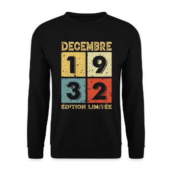 Anniversaire Vintage Idée Cadeau Décembre 1932 - Sweat-shirt Unisexe - noir - Devant - Alina (178cm) & Michal (187cm)