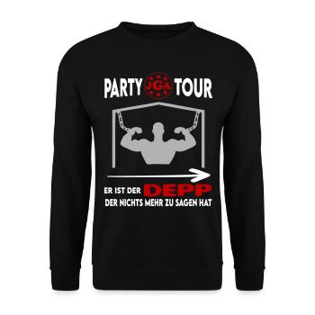 JGA Er ist der Depp der nichts mehr zu sagen hat - Unisex Pullover - Schwarz - Vorne - Alina (178cm) & Michal (187cm)