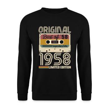 Vintage Geburtstag Original Geschenkidee 1958 - Unisex Pullover - Schwarz - Vorne - Alina (178cm) & Michal (187cm)