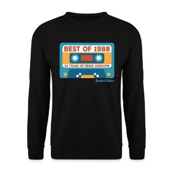 1988 Vintage Vintage Retro Geburtstagsgeschenk - Unisex Pullover - Schwarz - Vorne - Alina (178cm) & Michal (187cm)