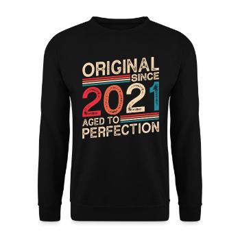 Original since 2021 aged to perfection - Unisex Sweatshirt - black - Front - Alina (178cm) & Michal (187cm)